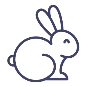 Icono de conejo que representa productos seguros, limpios y no tóxicos.
